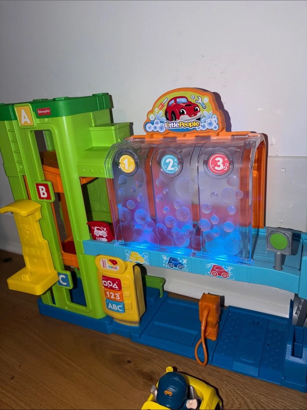 Little People Garage/Carwash Playset - Green & Blue (includes car & figure)